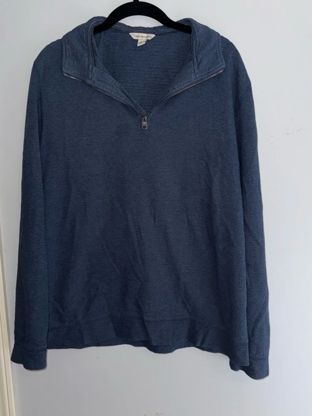 Calvin Klein Jeans Men's Navy Half-Zip Hooded Sweater